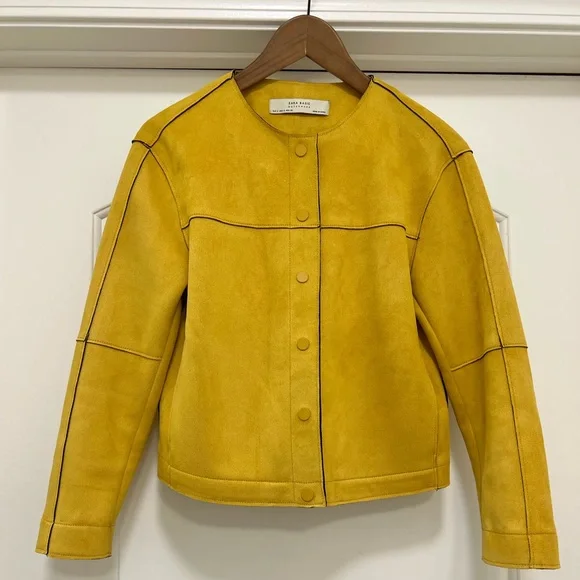 Zara Suede Effect Jacket in Mustard - Picture 4 of 10